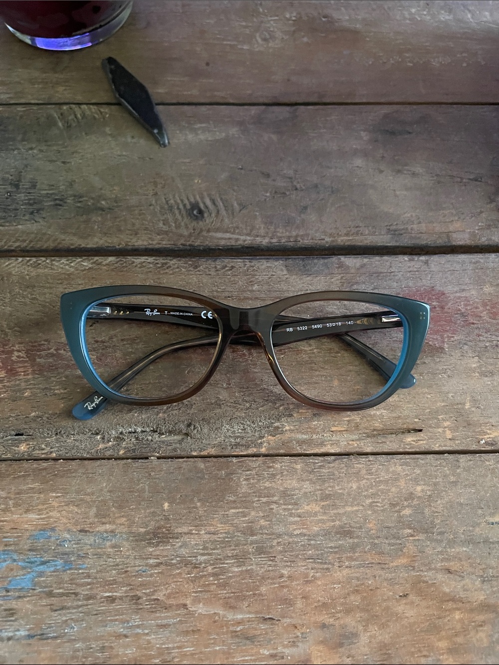 Ray-Ban Women's Cat-Eye Glasses in Brown and Teal